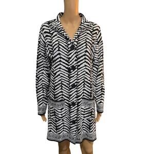 Habella Black and White Button Up Long Cardigan NWT Size 6